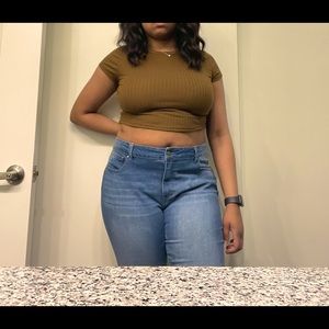 Brown Crop Top with open back detail